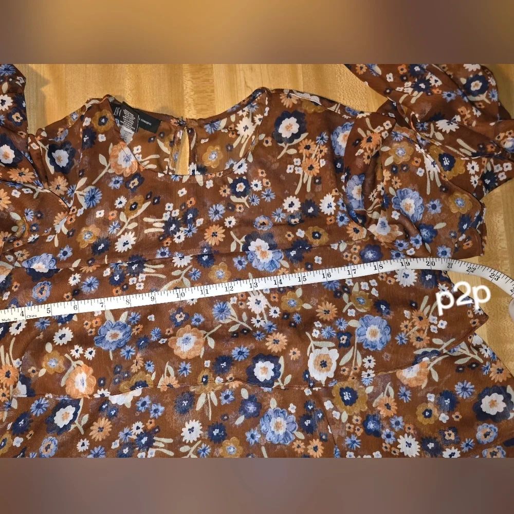 INC International Concepts Floral Blouse Medium #BL8 - Picture 7 of 8